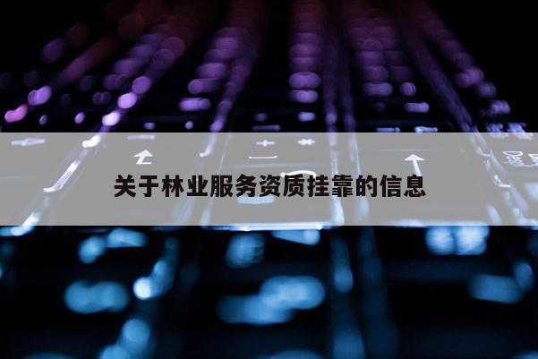 關于林業服務資質掛靠的信息